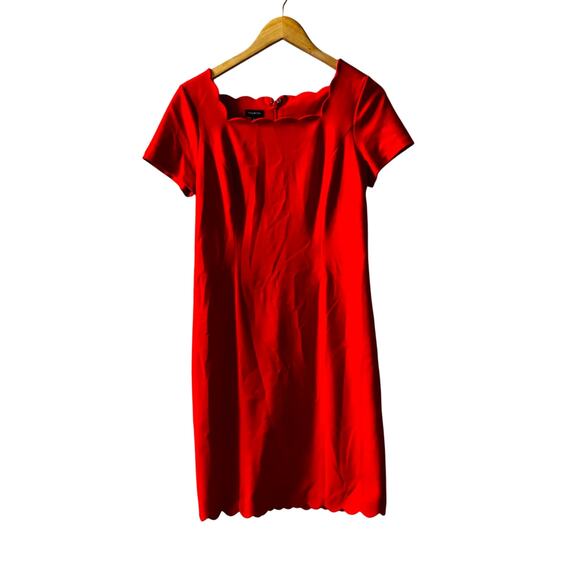 Talbots Red Scallop Hem Short Sleeve Dress Size 4 - Picture 7 of 7
